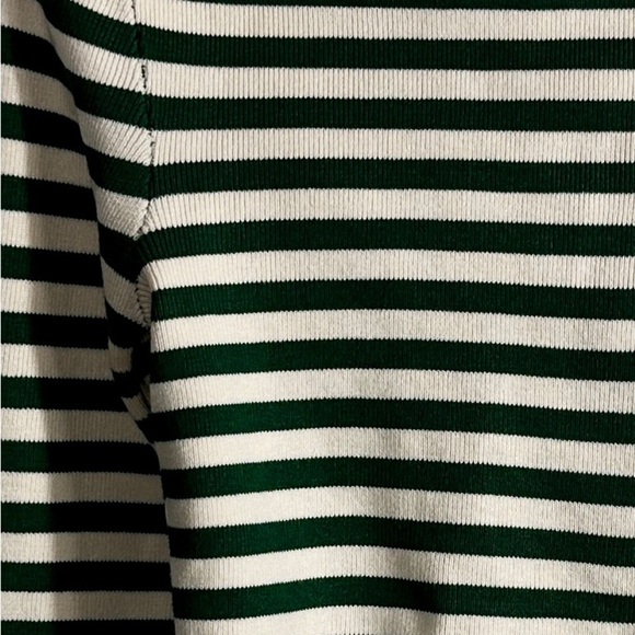 Zara XS green/white striped cropped turtleneck, stretchy, long sleeve - Picture 3 of 14